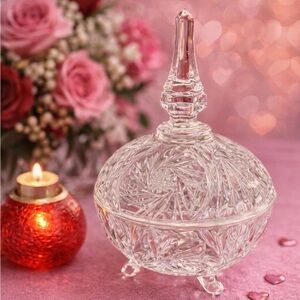 🍬 Brilliant-Cut Crystal Lidded Candy Bowl — Anna Hütte West Germany